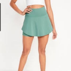 Old Navy Active Powersoft Extra Hi Rise Skort Pleated, Light Green,Size L, Flowy